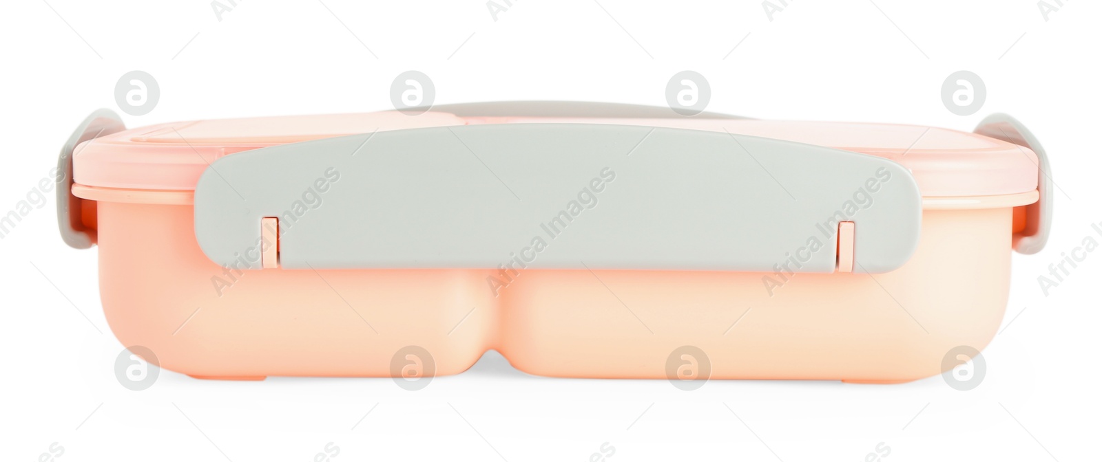 Photo of One plastic lunch box isolated on white