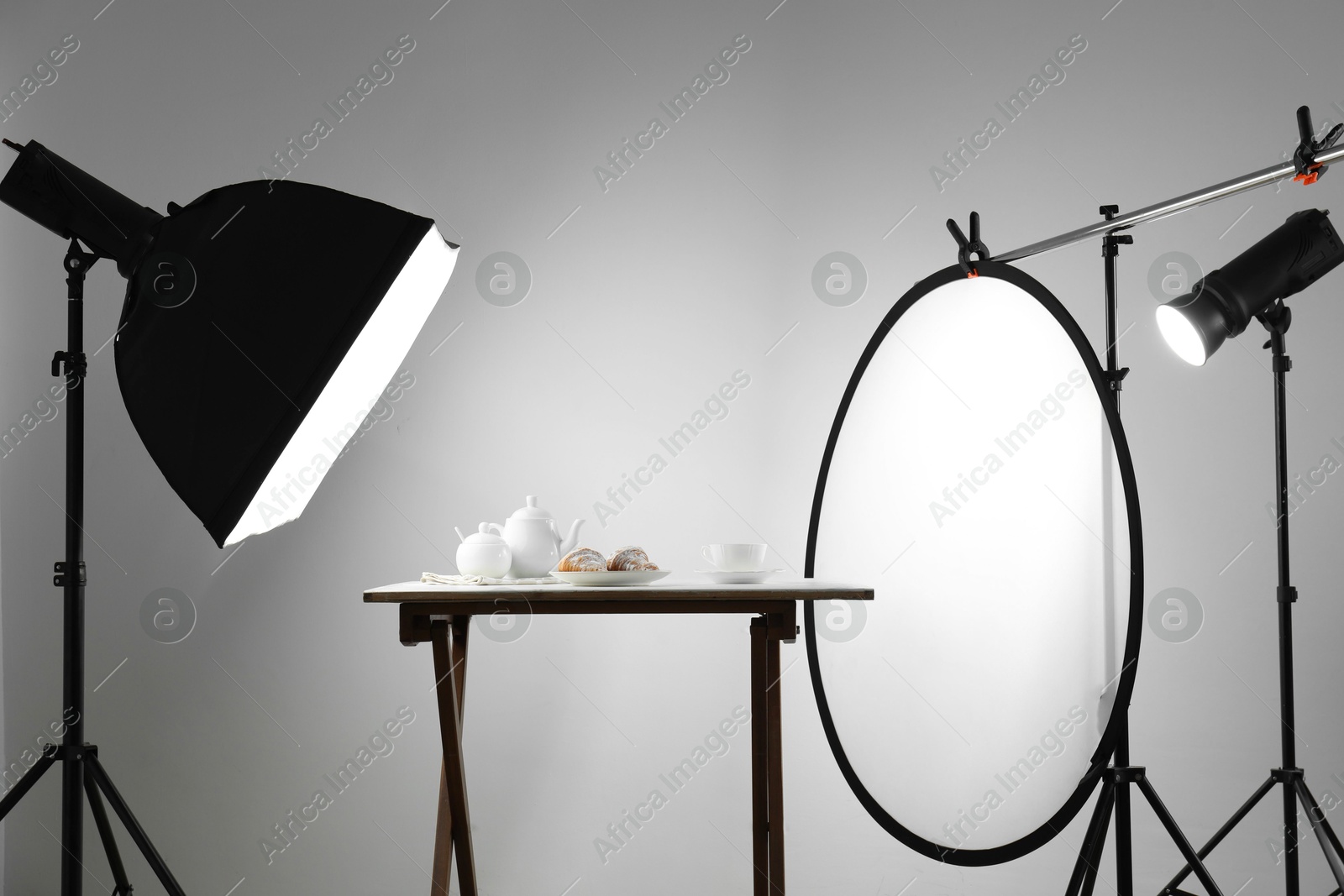 Photo of Shooting food in photo studio with professional lighting equipment