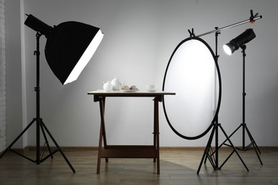 Photo of Shooting food in photo studio with professional lighting equipment