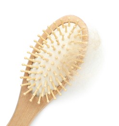 One brush with lost hair isolated on white, top view