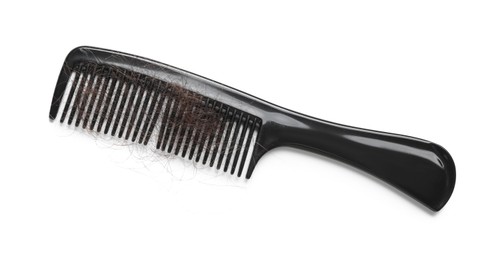 One comb with lost hair isolated on white, top view