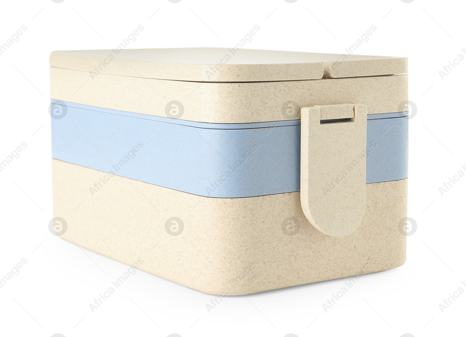 Photo of Plastic lunch box with lid isolated on white