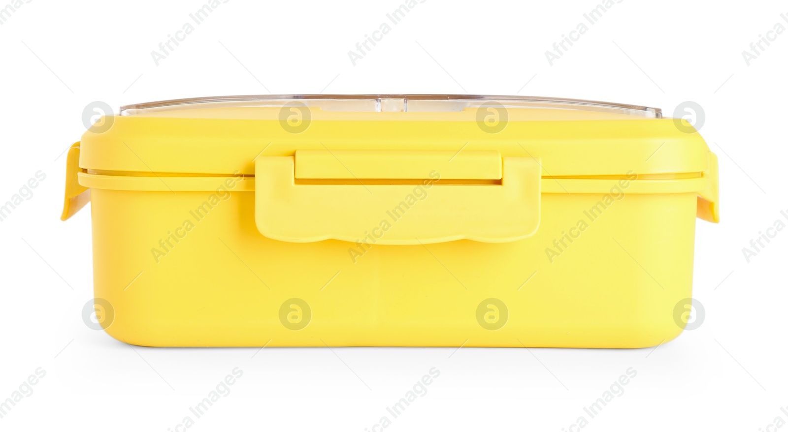 Photo of One plastic lunch box isolated on white