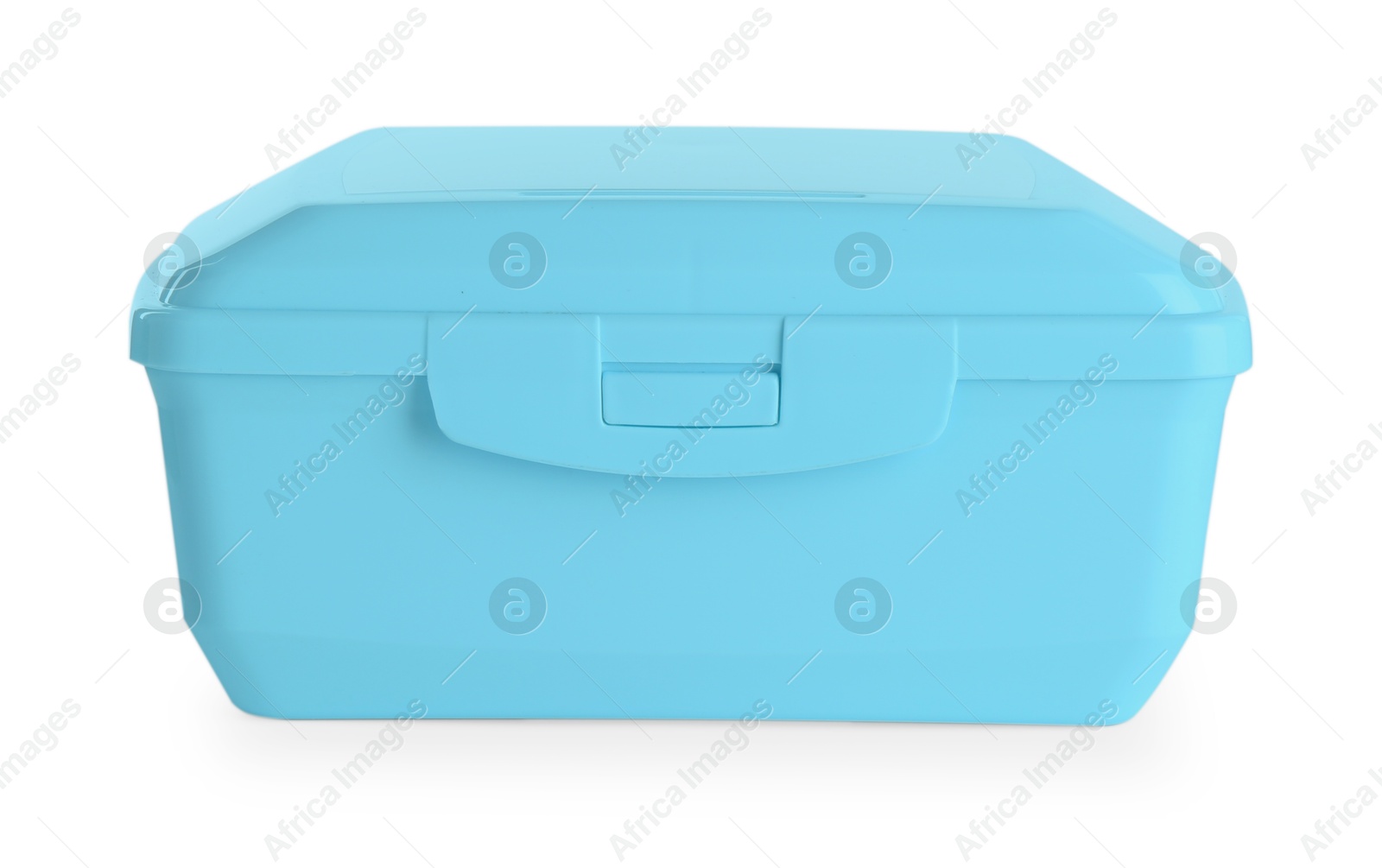 Photo of One plastic lunch box isolated on white