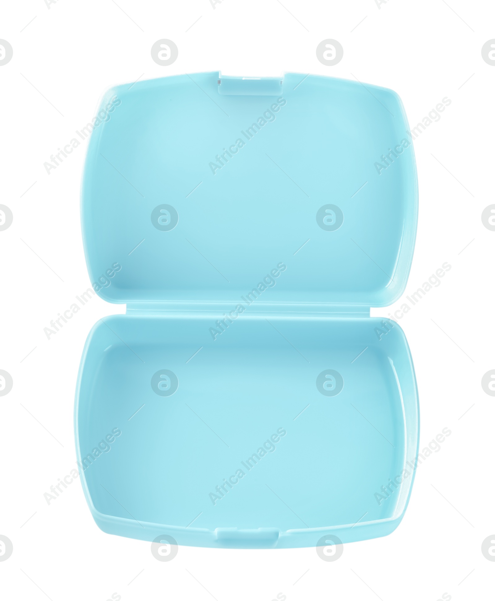 Photo of Empty plastic lunch box isolated on white, top view