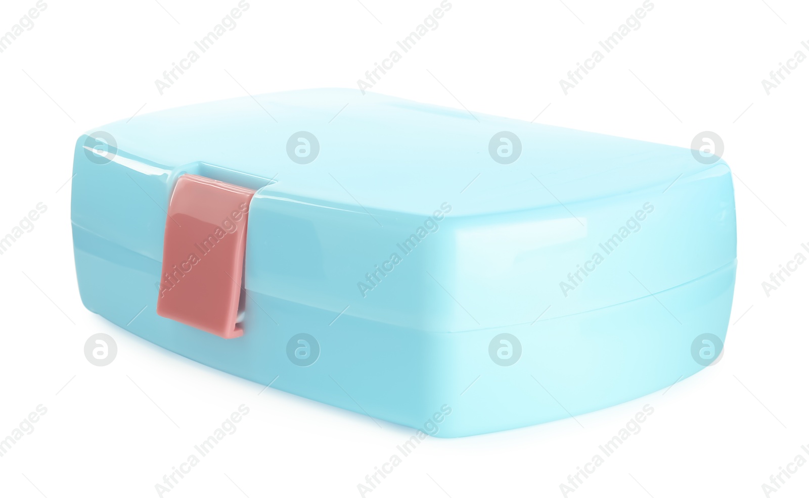 Photo of One plastic lunch box isolated on white