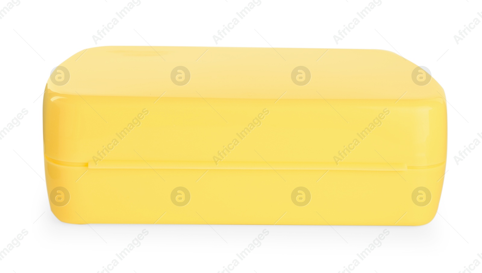 Photo of One plastic lunch box isolated on white