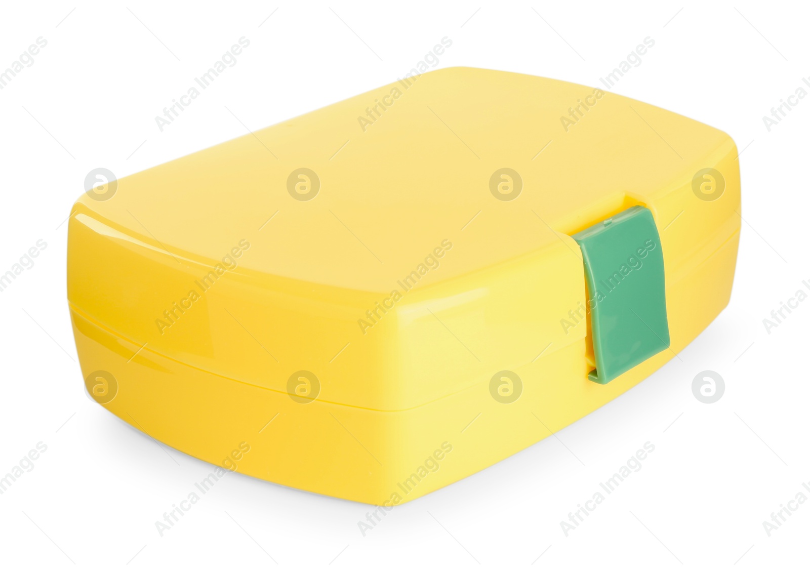 Photo of One plastic lunch box isolated on white