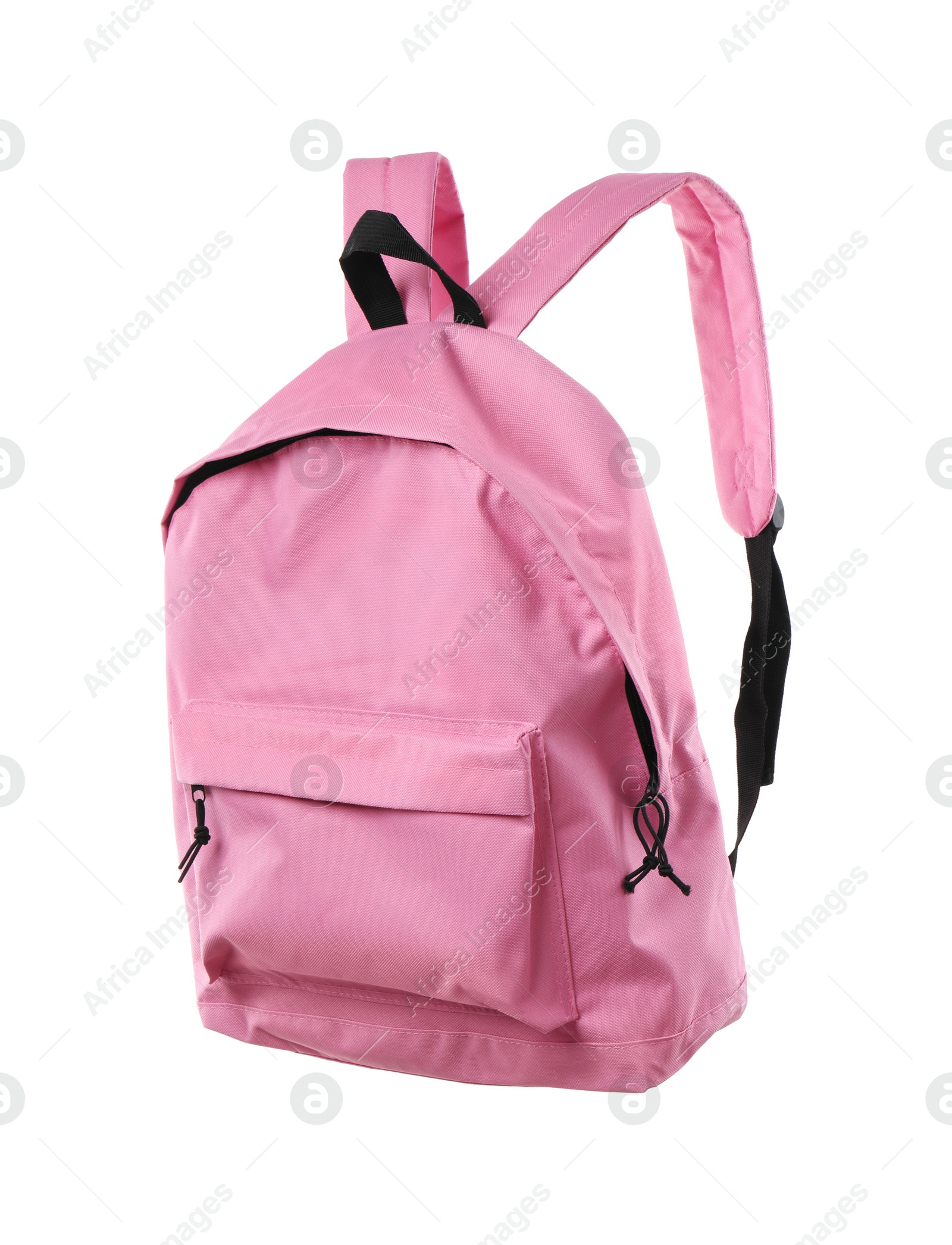 Photo of One stylish pink backpack isolated on white