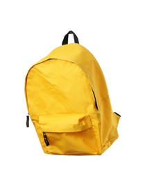 One stylish yellow backpack isolated on white