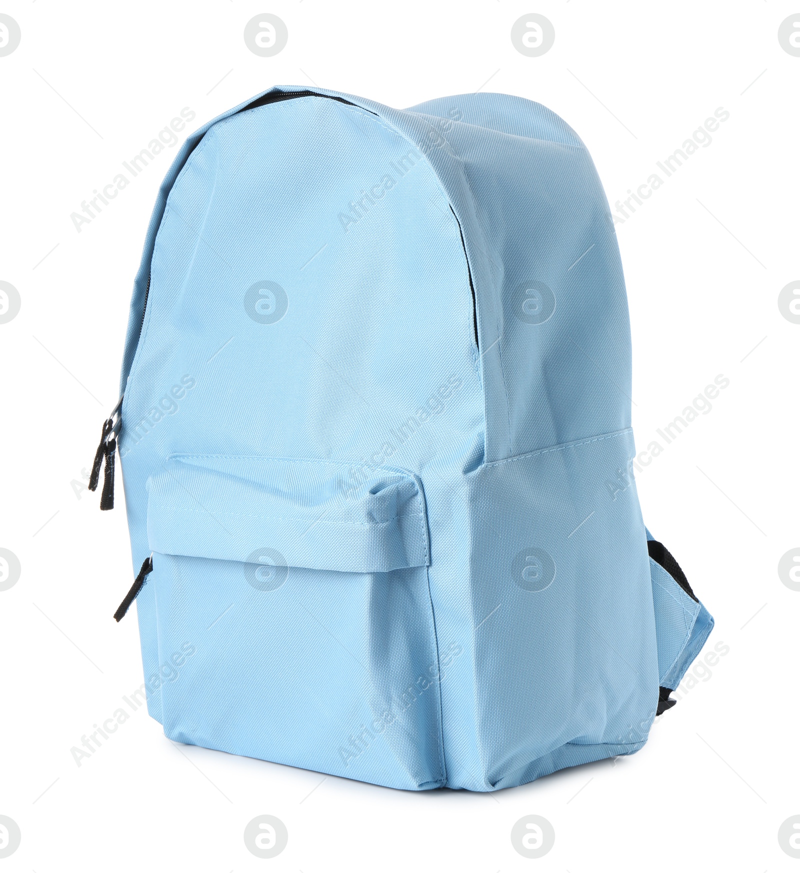 Photo of Stylish light blue backpack isolated on white