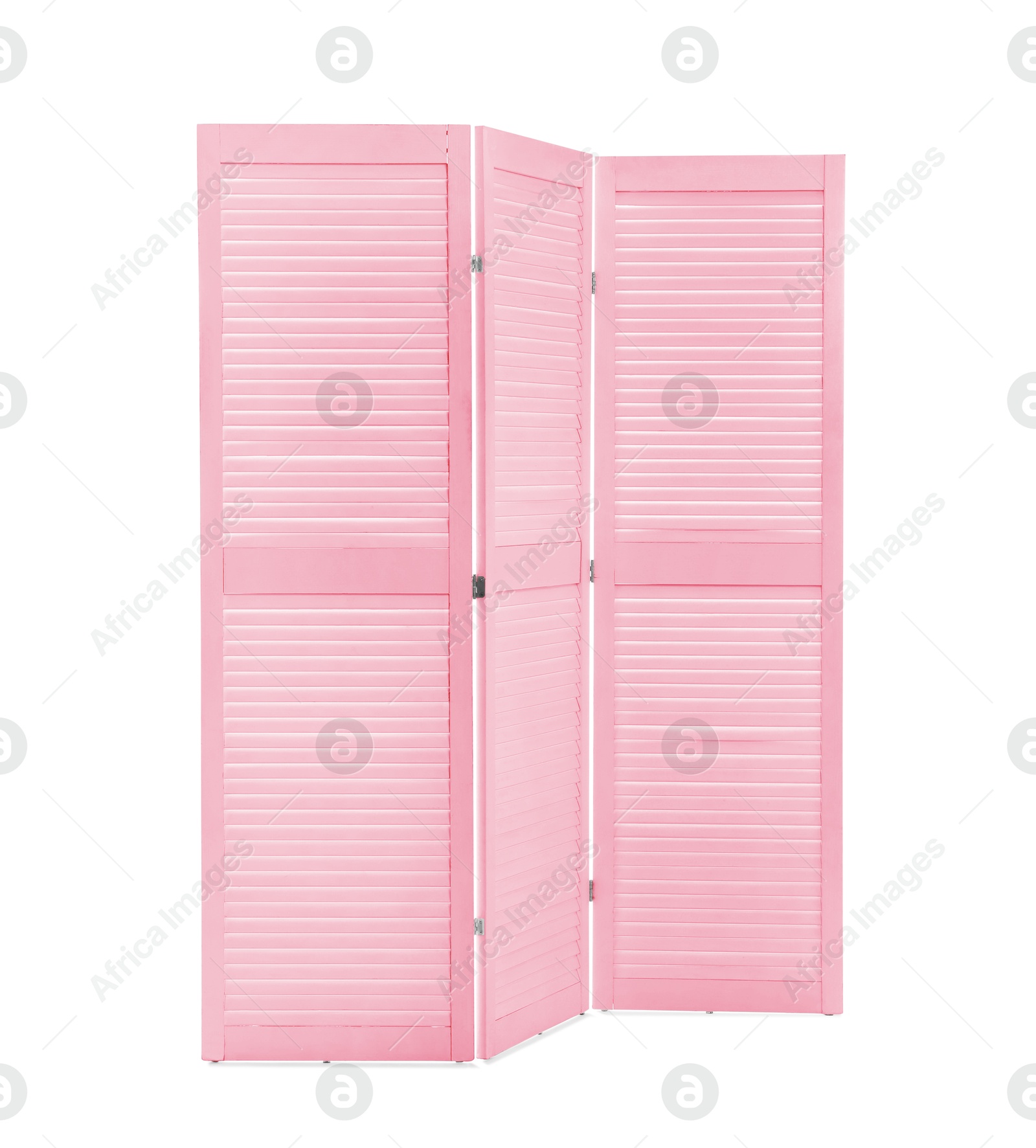 Image of Pink folding screen isolated on white. Interior element