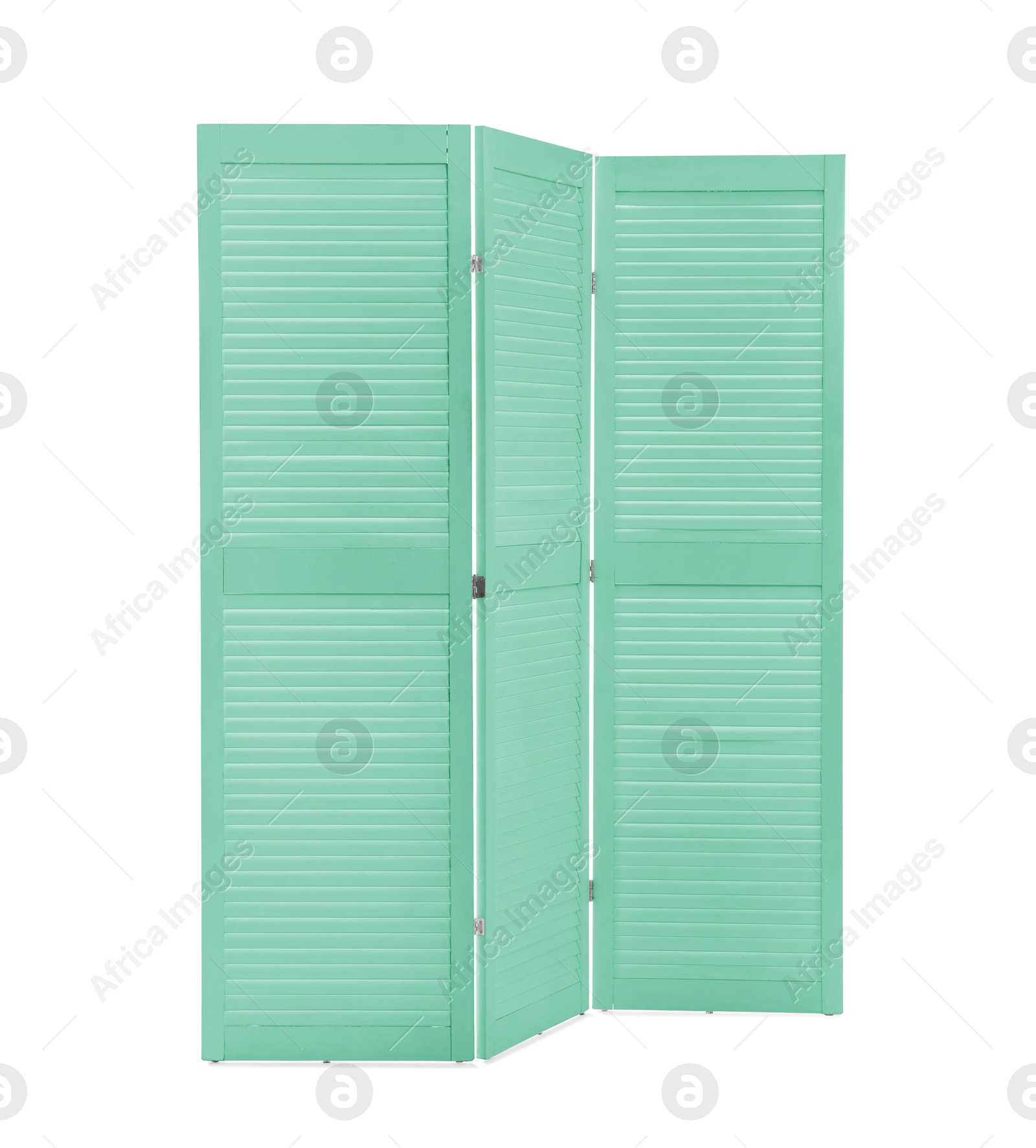 Image of Turquoise folding screen isolated on white. Interior element