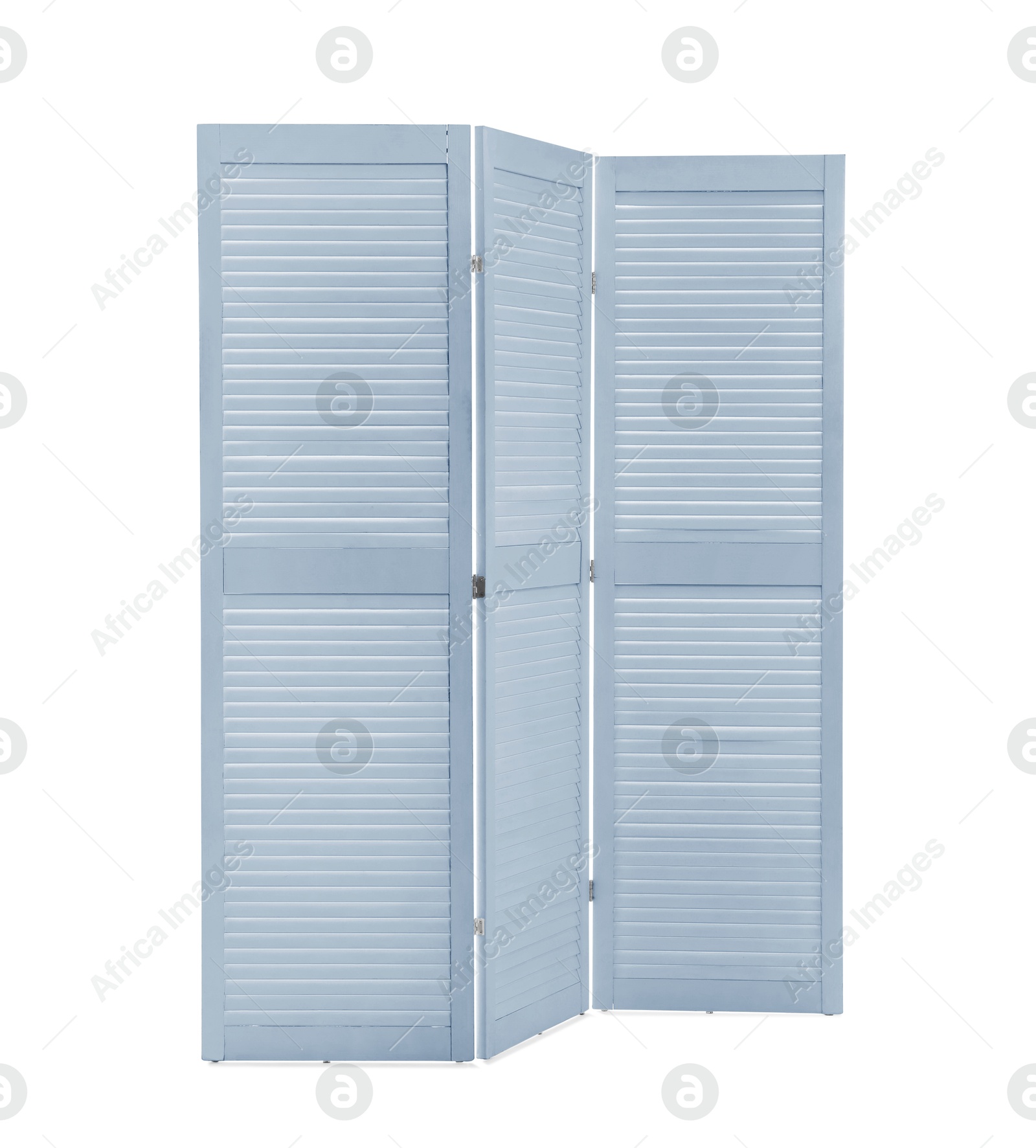 Image of Light blue folding screen isolated on white. Interior element