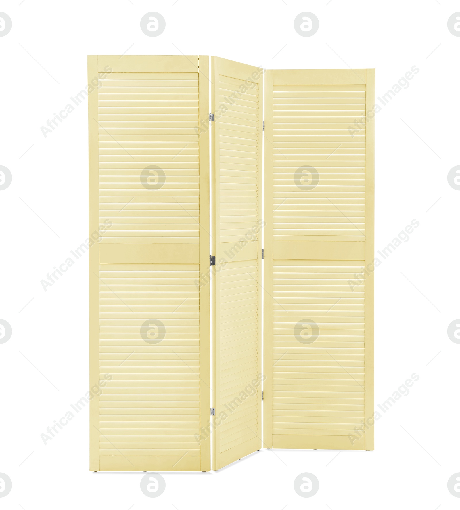 Image of Beige folding screen isolated on white. Interior element