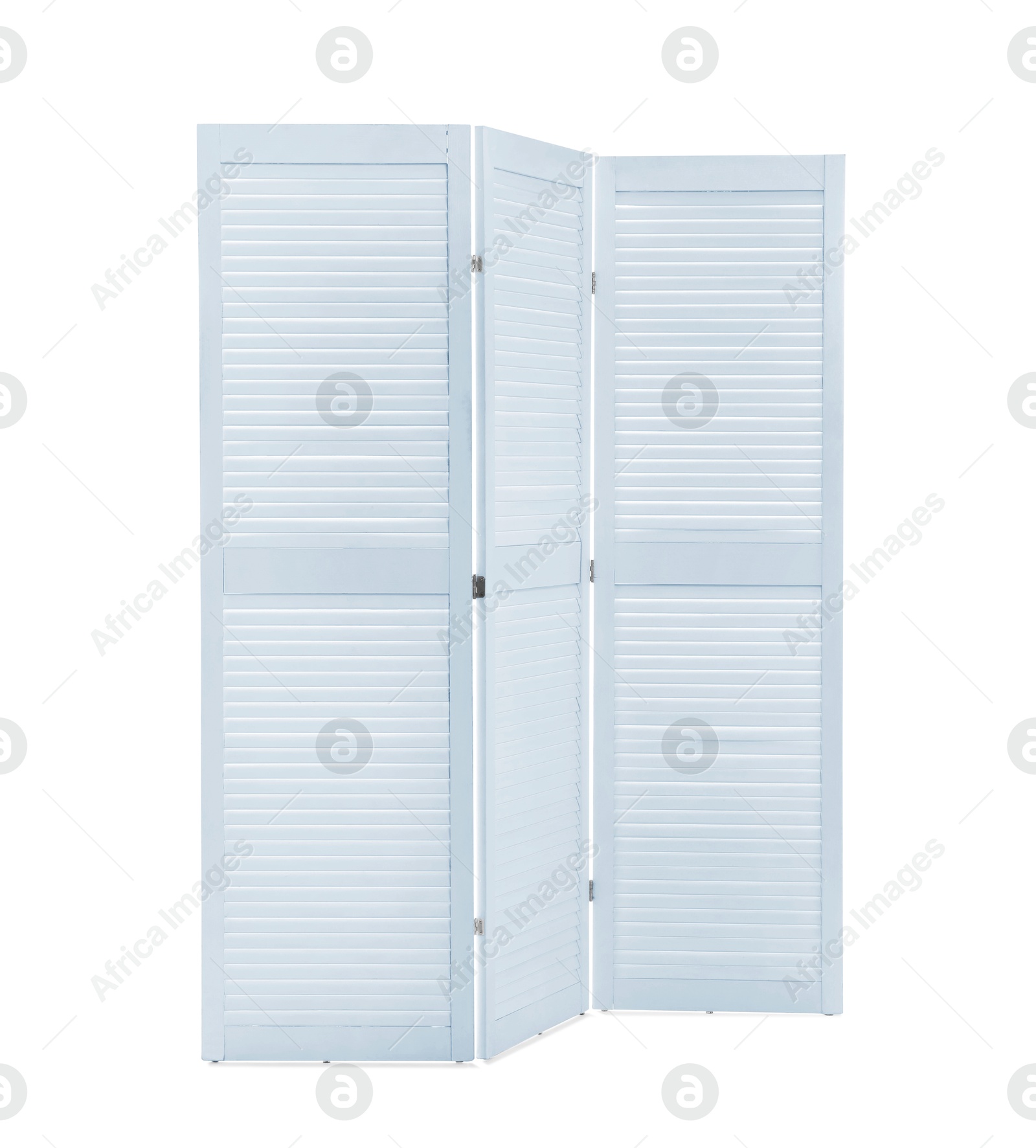 Image of Light blue folding screen isolated on white. Interior element