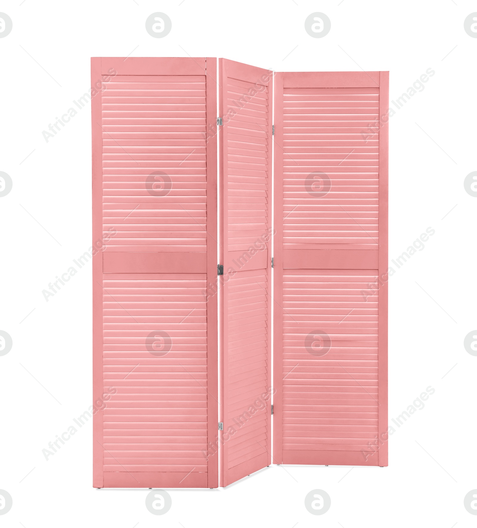 Image of Pink folding screen isolated on white. Interior element