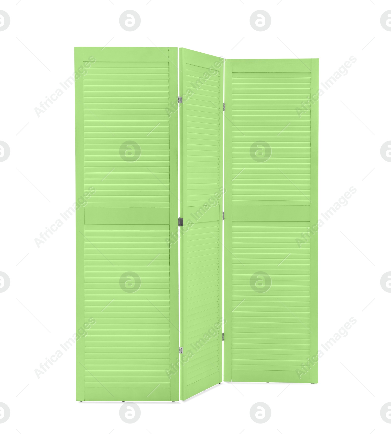 Image of Light green folding screen isolated on white. Interior element