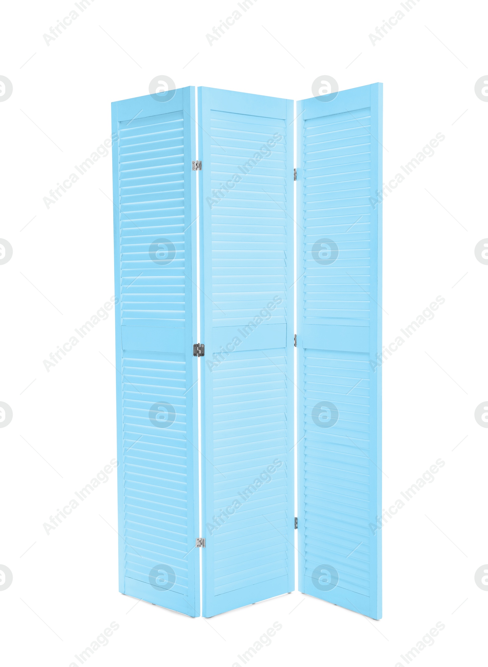 Image of Light blue folding screen isolated on white. Interior element