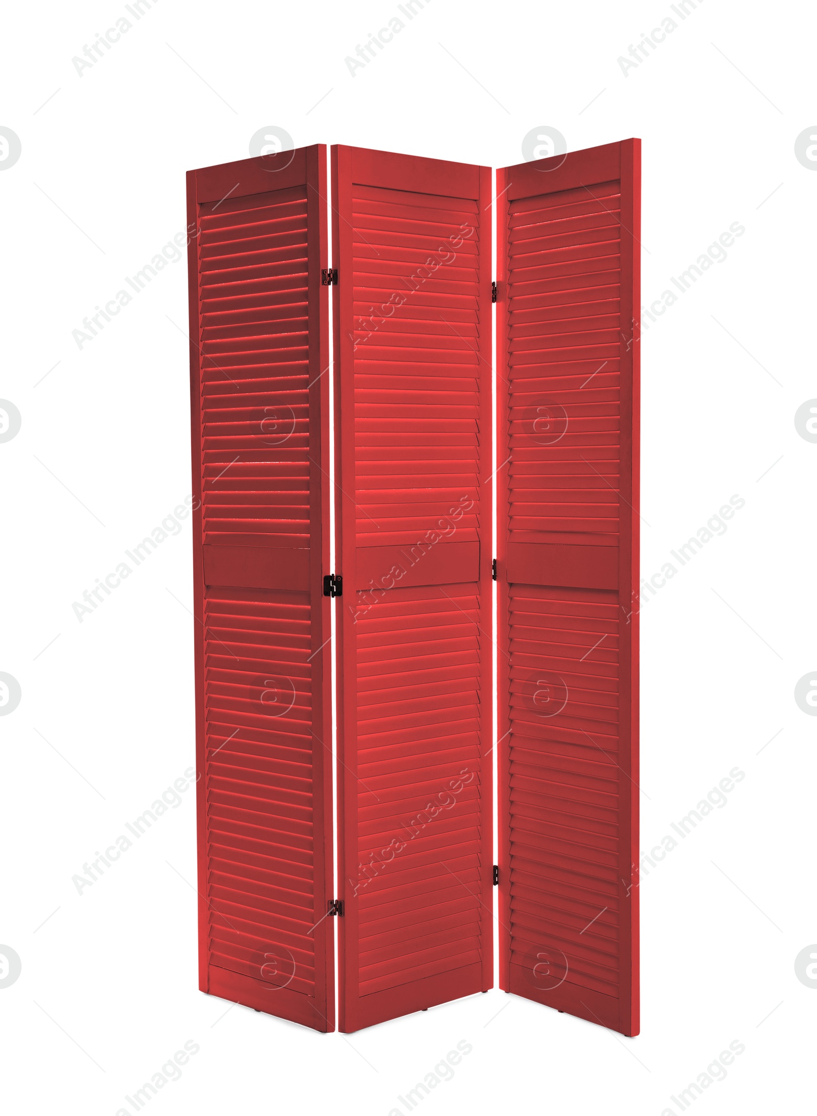 Image of Red folding screen isolated on white. Interior element