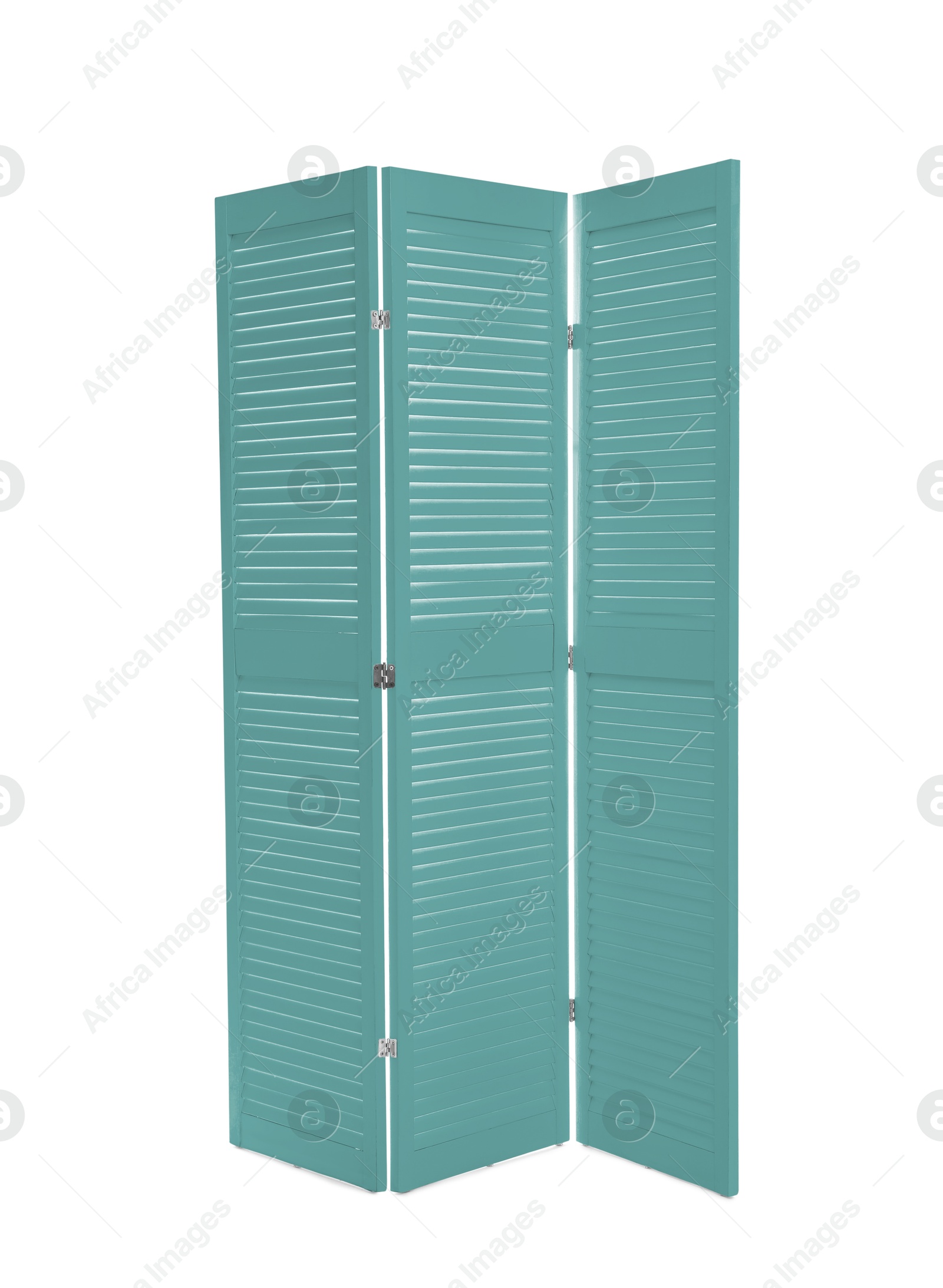 Image of Teal folding screen isolated on white. Interior element