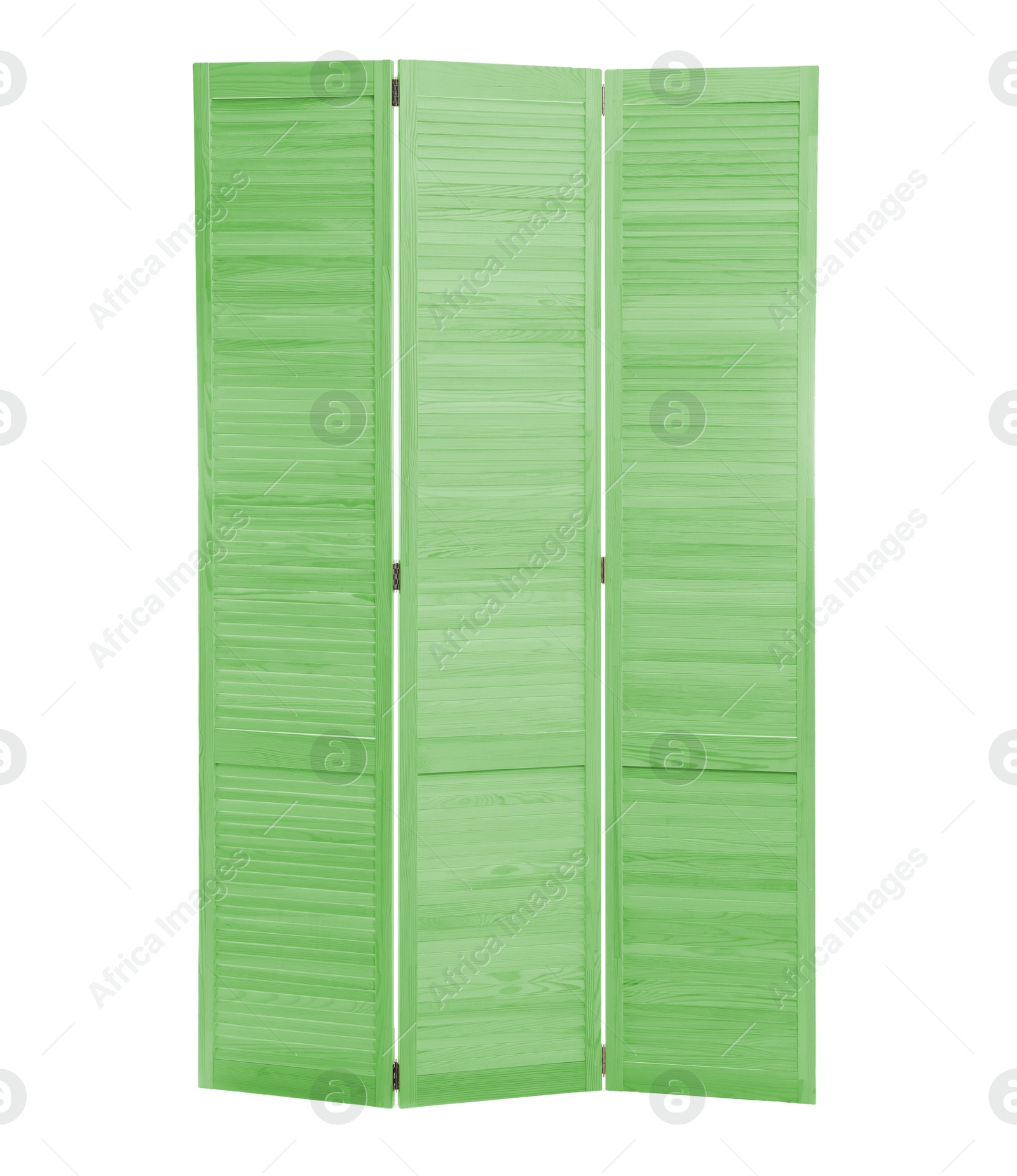 Image of Light green folding screen isolated on white. Interior element