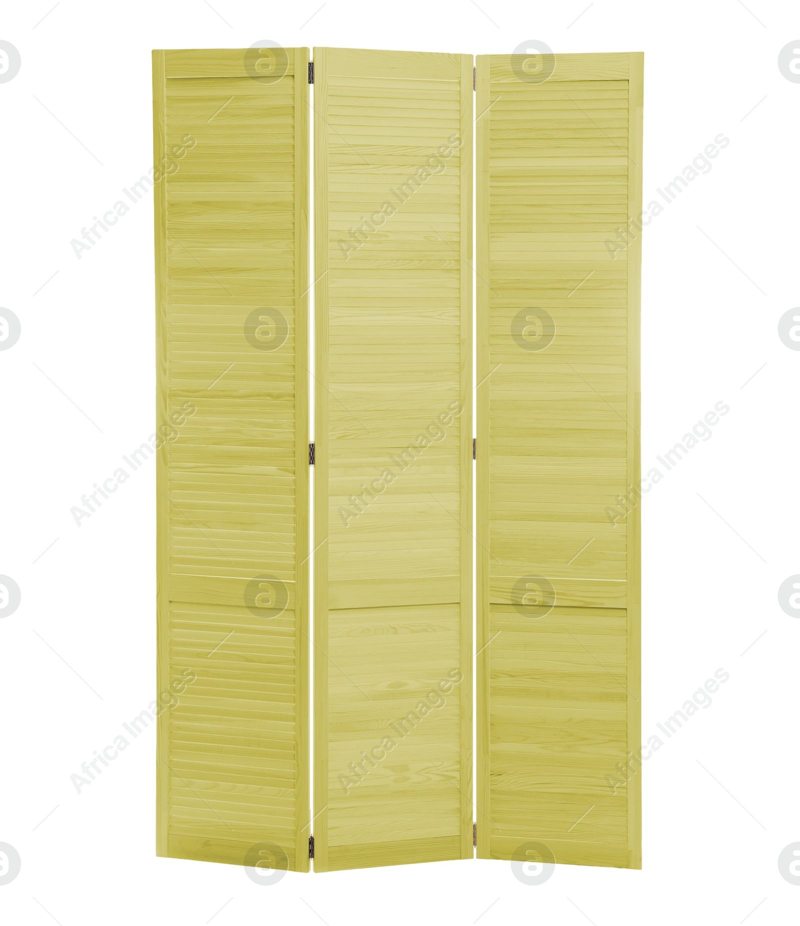 Image of Light olive folding screen isolated on white. Interior element