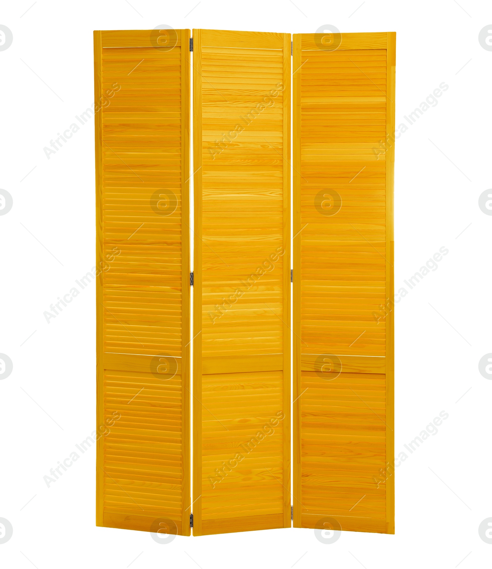 Image of Orange folding screen isolated on white. Interior element