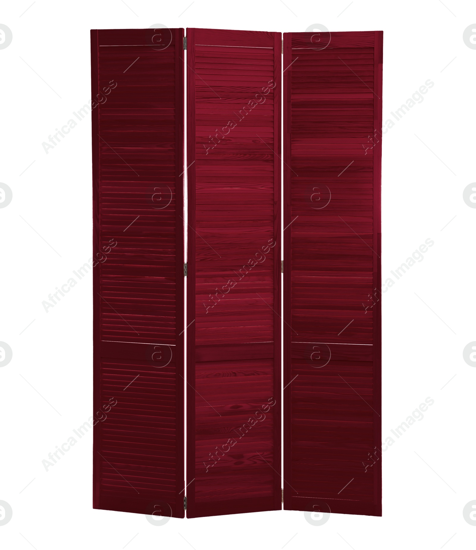 Image of Burgundy folding screen isolated on white. Interior element