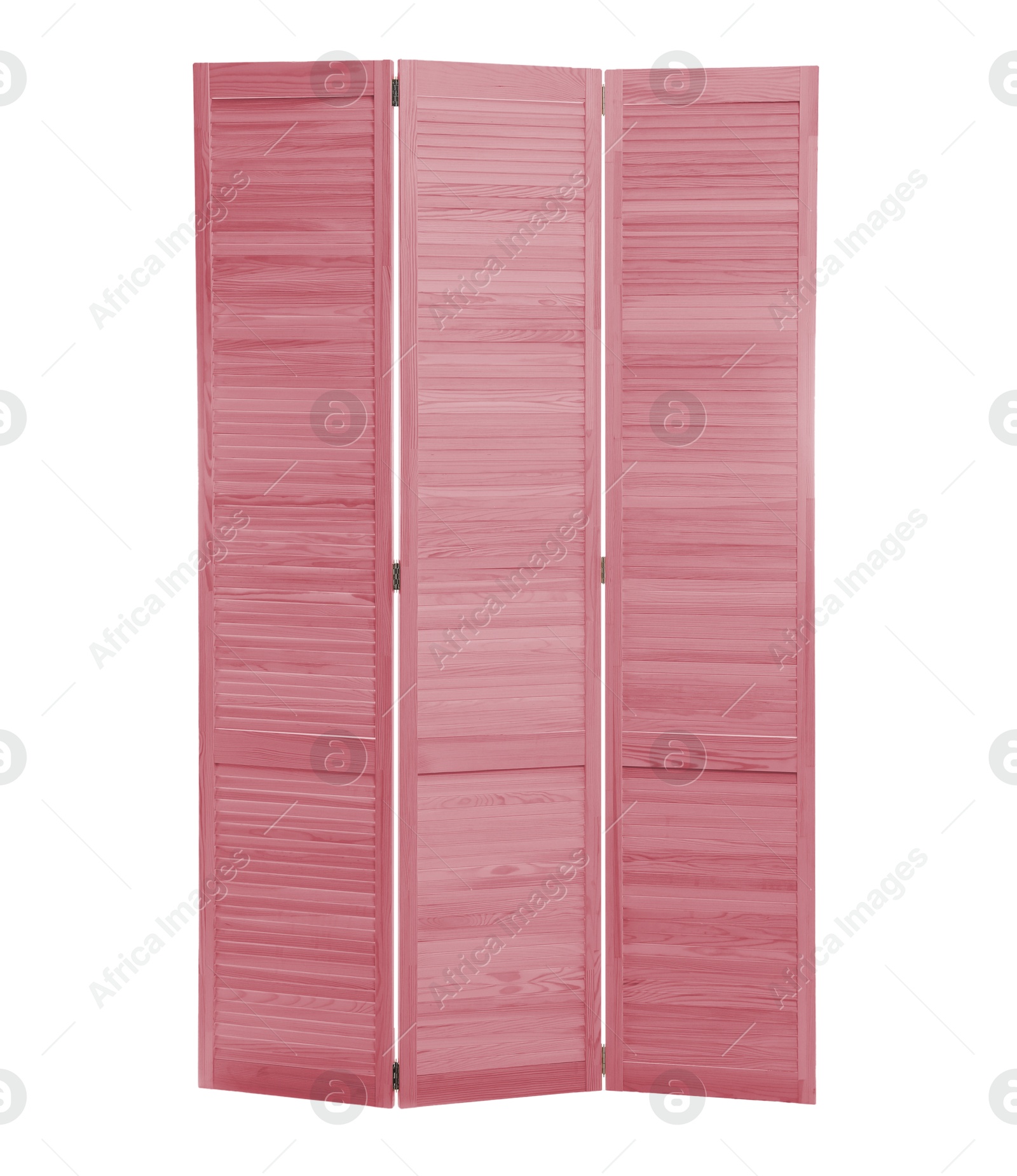 Image of Pink folding screen isolated on white. Interior element