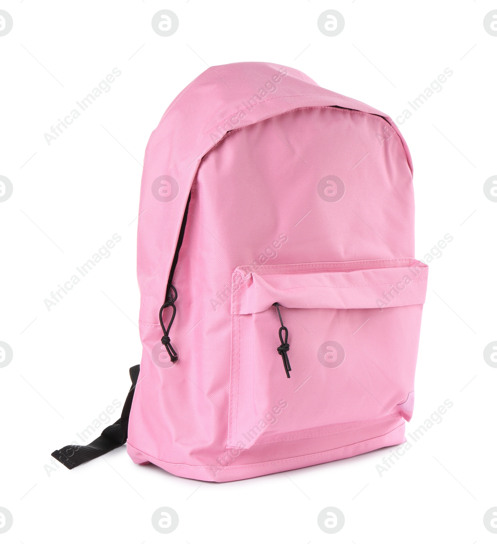 Photo of One stylish pink backpack isolated on white