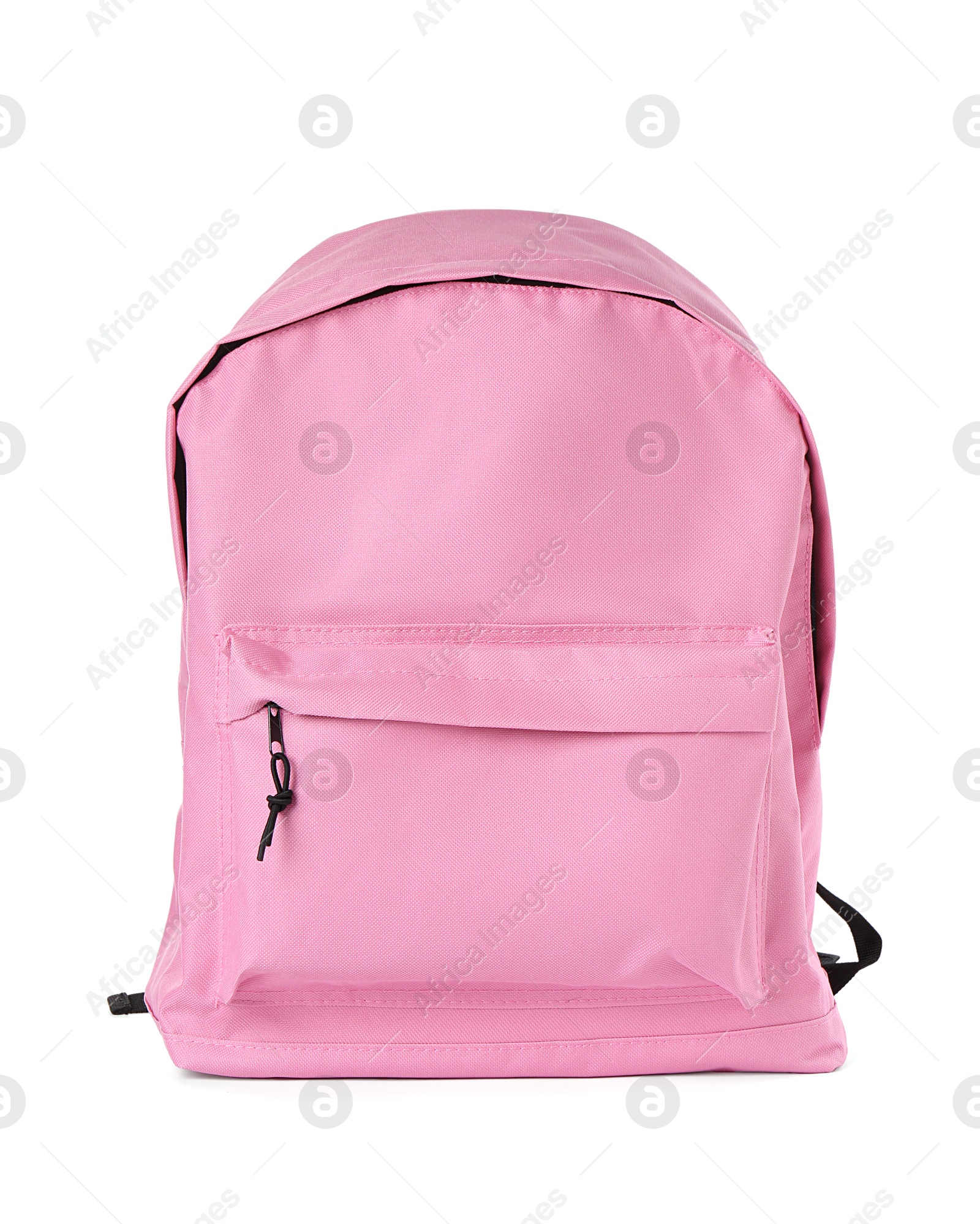 Photo of One stylish pink backpack isolated on white