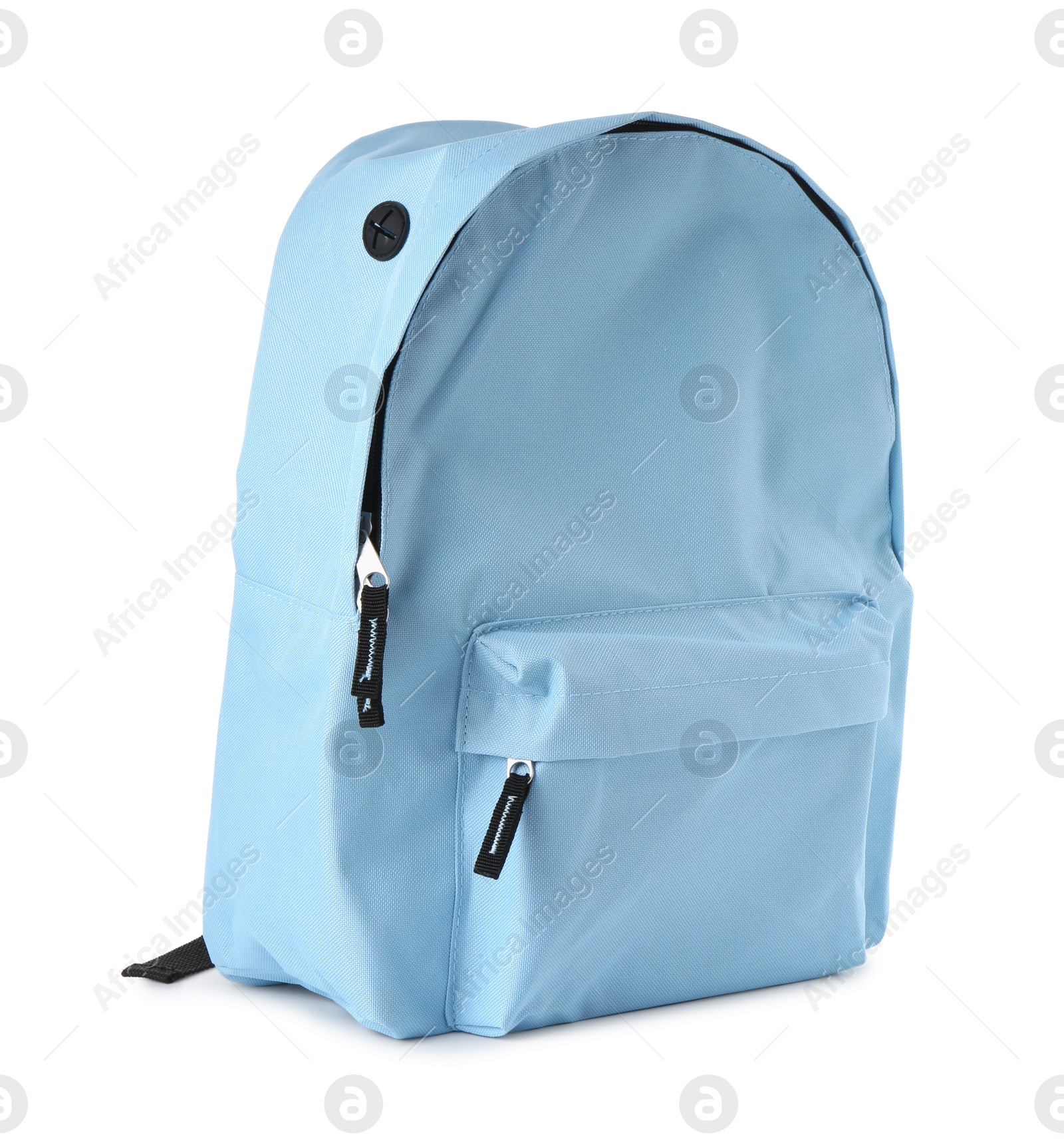 Photo of Stylish light blue backpack isolated on white