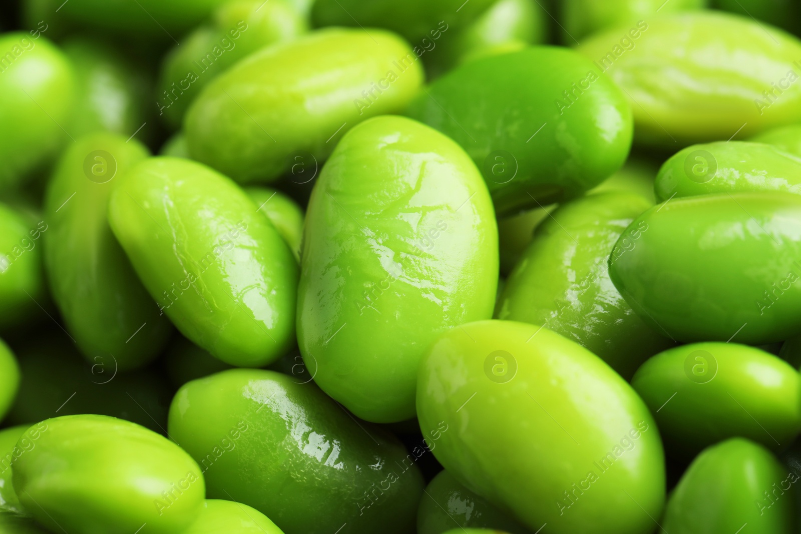 Photo of Fresh edamame soybeans as background, closeup view