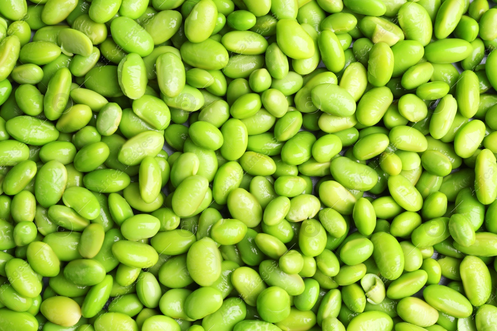 Photo of Fresh edamame beans as background, top view