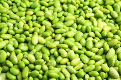 Fresh edamame beans as background, closeup view