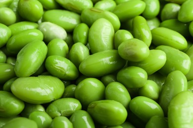 Photo of Fresh edamame beans as background, closeup view