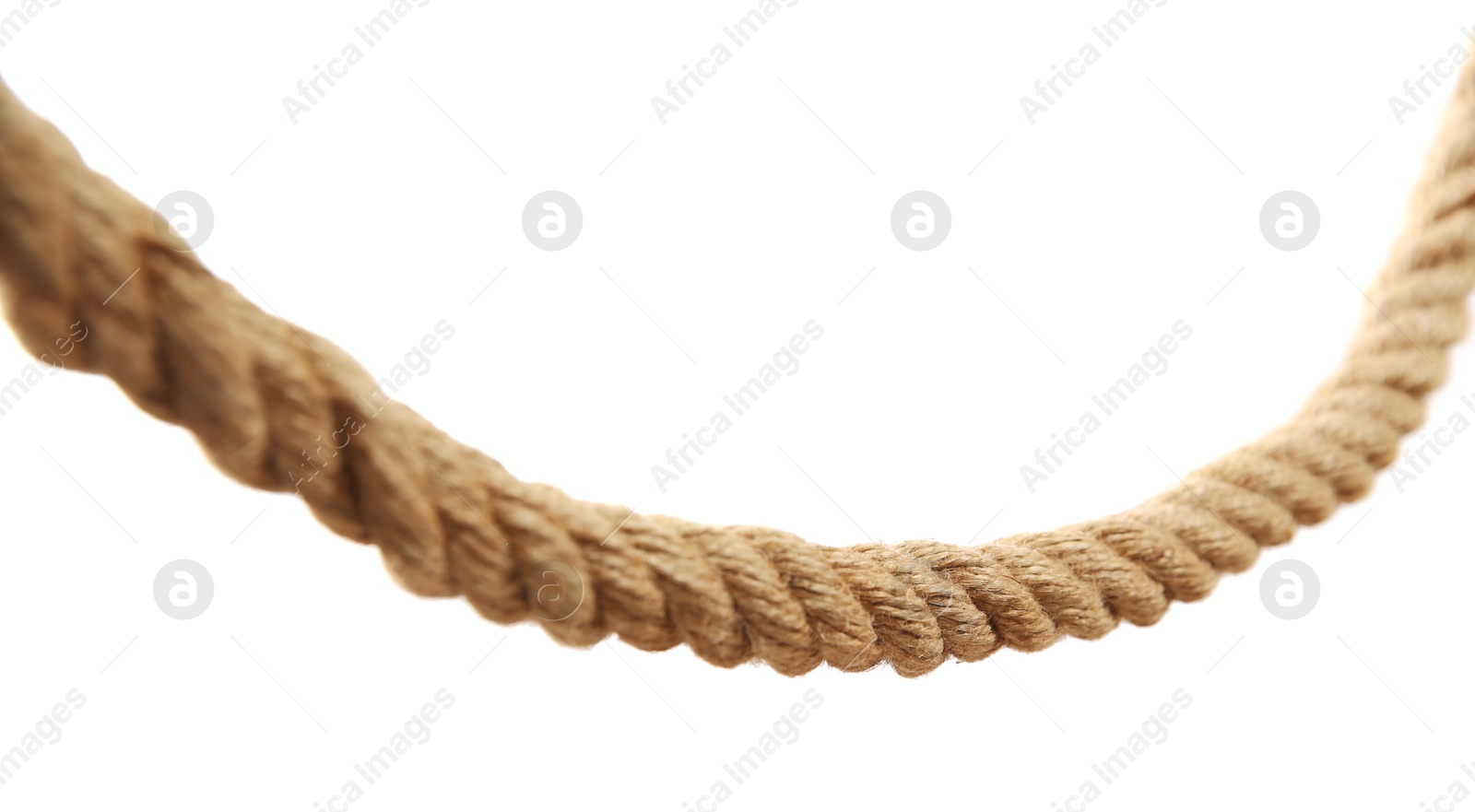 Photo of Hemp rope on white background. Organic material