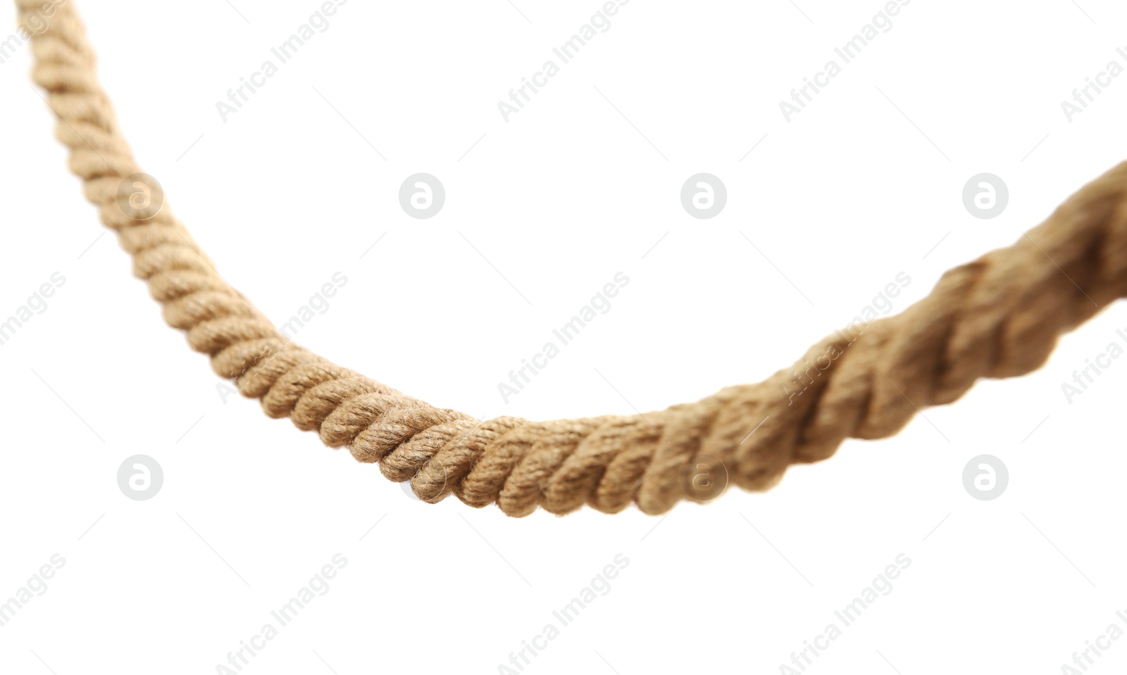 Photo of Hemp rope on white background. Organic material