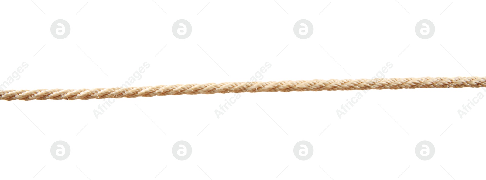 Photo of Hemp rope on white background. Organic material