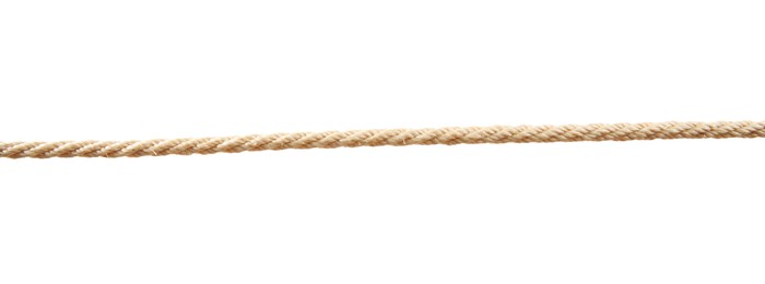 Photo of Hemp rope on white background. Organic material