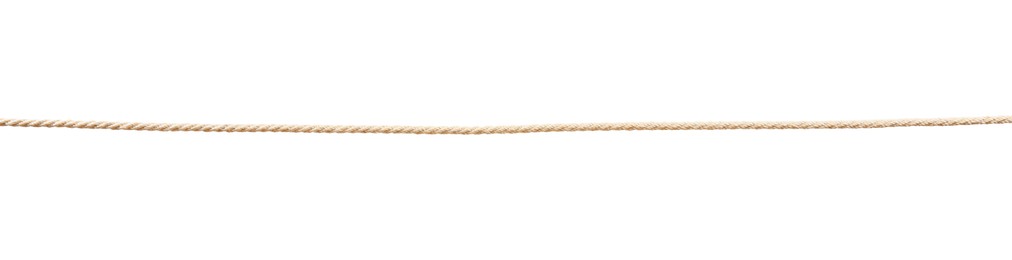 Photo of Hemp rope on white background. Organic material