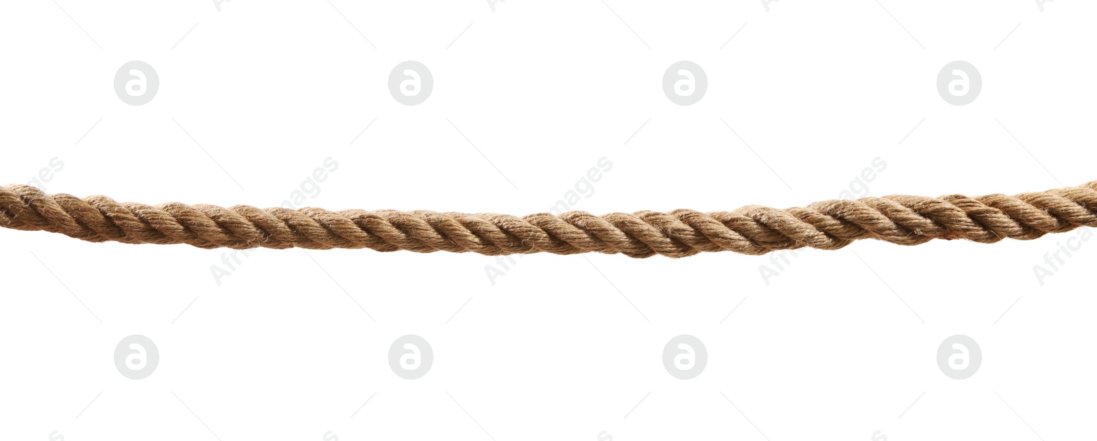 Photo of Hemp rope on white background. Organic material