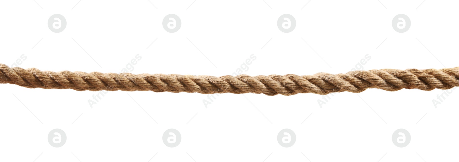 Photo of Hemp rope on white background. Organic material