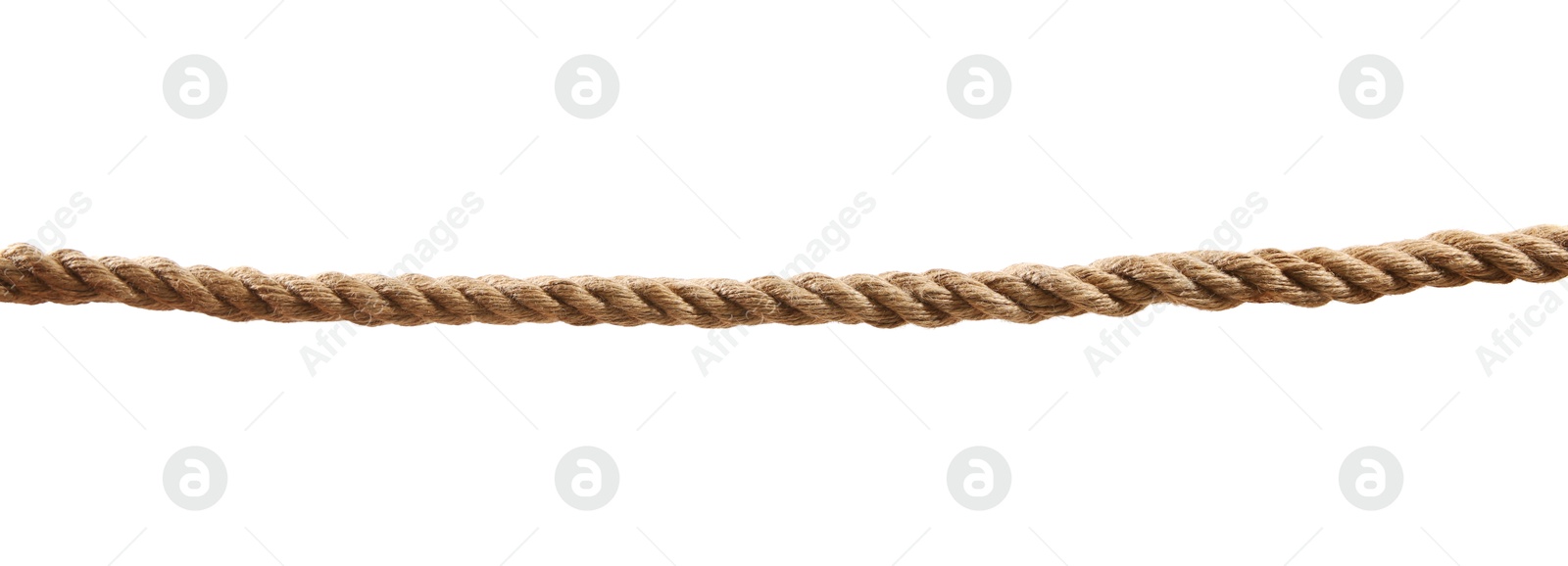 Photo of Hemp rope on white background. Organic material