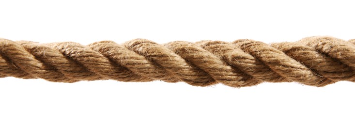 Hemp rope on white background. Organic material