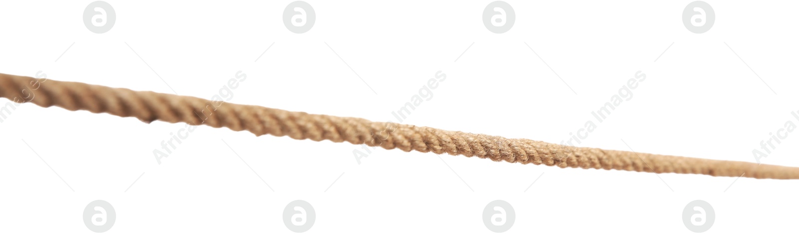 Photo of Hemp rope on white background. Organic material