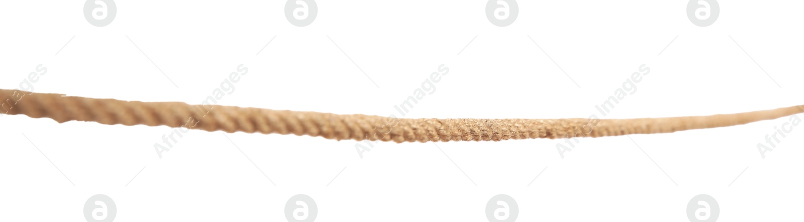 Photo of Hemp rope on white background. Organic material