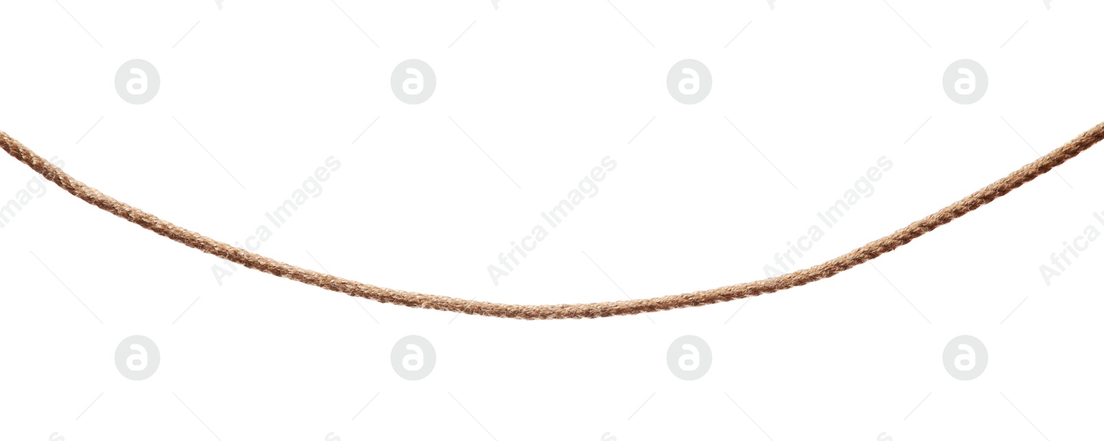 Photo of One brown braided rope isolated on white