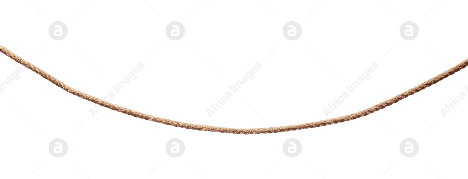 Photo of One brown braided rope isolated on white